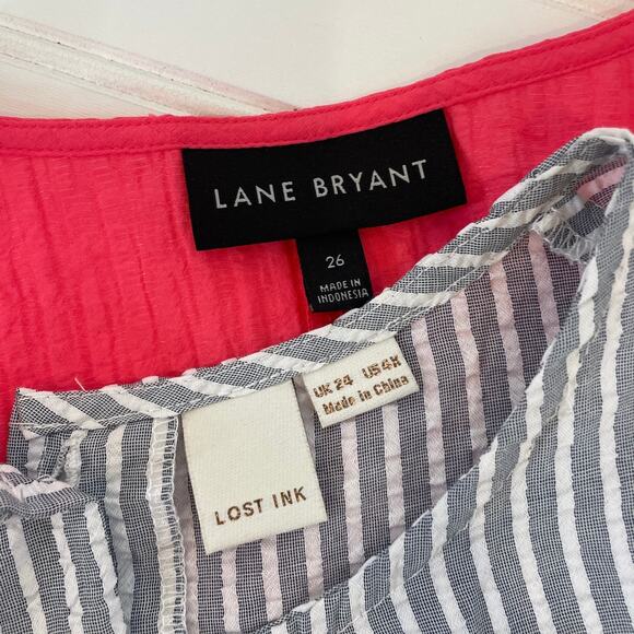 Lane Bryant & ASOS Lost In Pink Ruffle & Surplice Pullover Blouse Bundle Size 4X - Picture 5 of 9